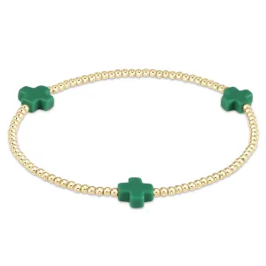 Enewton signature cross gold pattern 2mm bead bracelet emerald