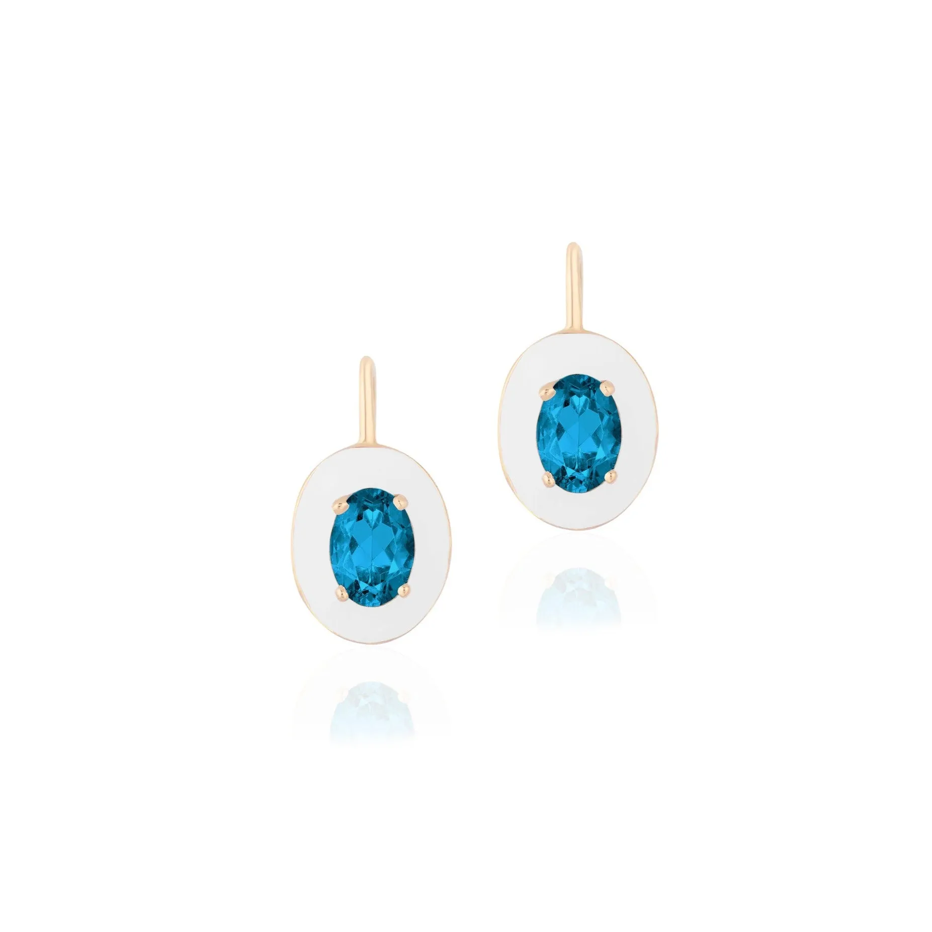Faceted Oval Earrings with Enamel