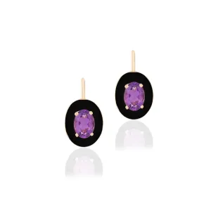 Faceted Oval Earrings with Enamel