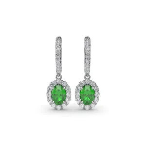 Fana 14k White Gold Dazzling Emerald and Diamond Drop Earrings