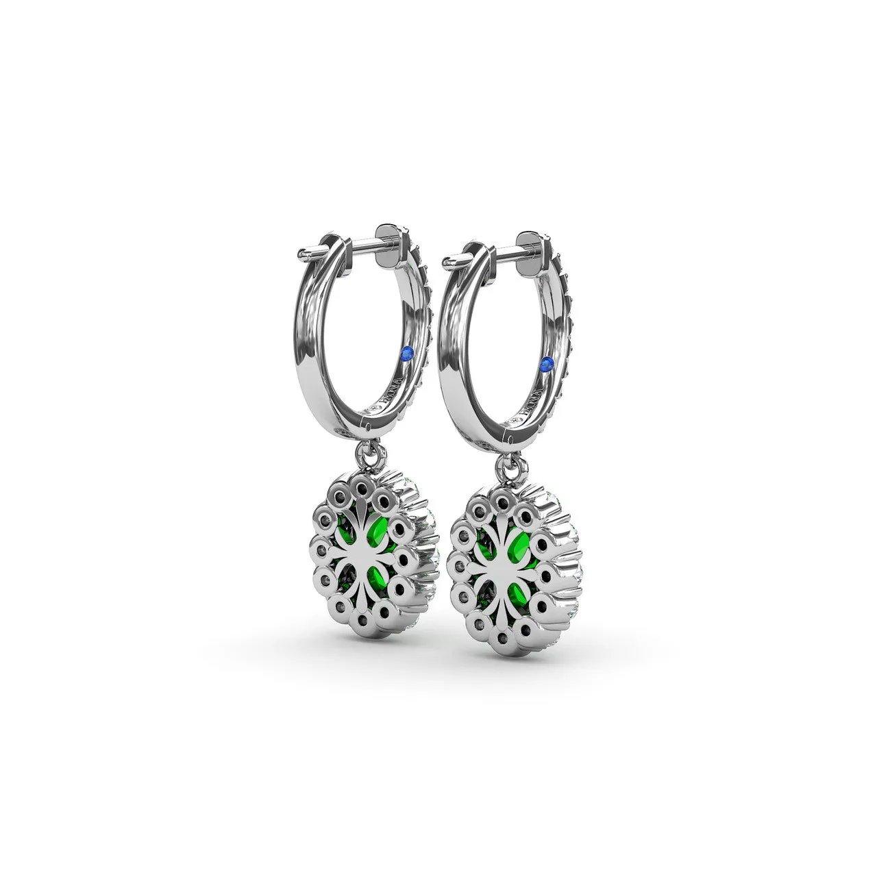 Fana 14k White Gold Dazzling Emerald and Diamond Drop Earrings