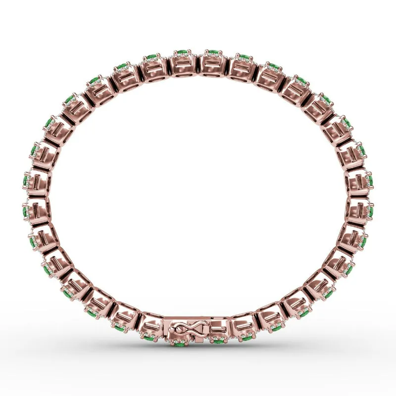 Fana Cushion Cut Emerald and Diamond Bracelet