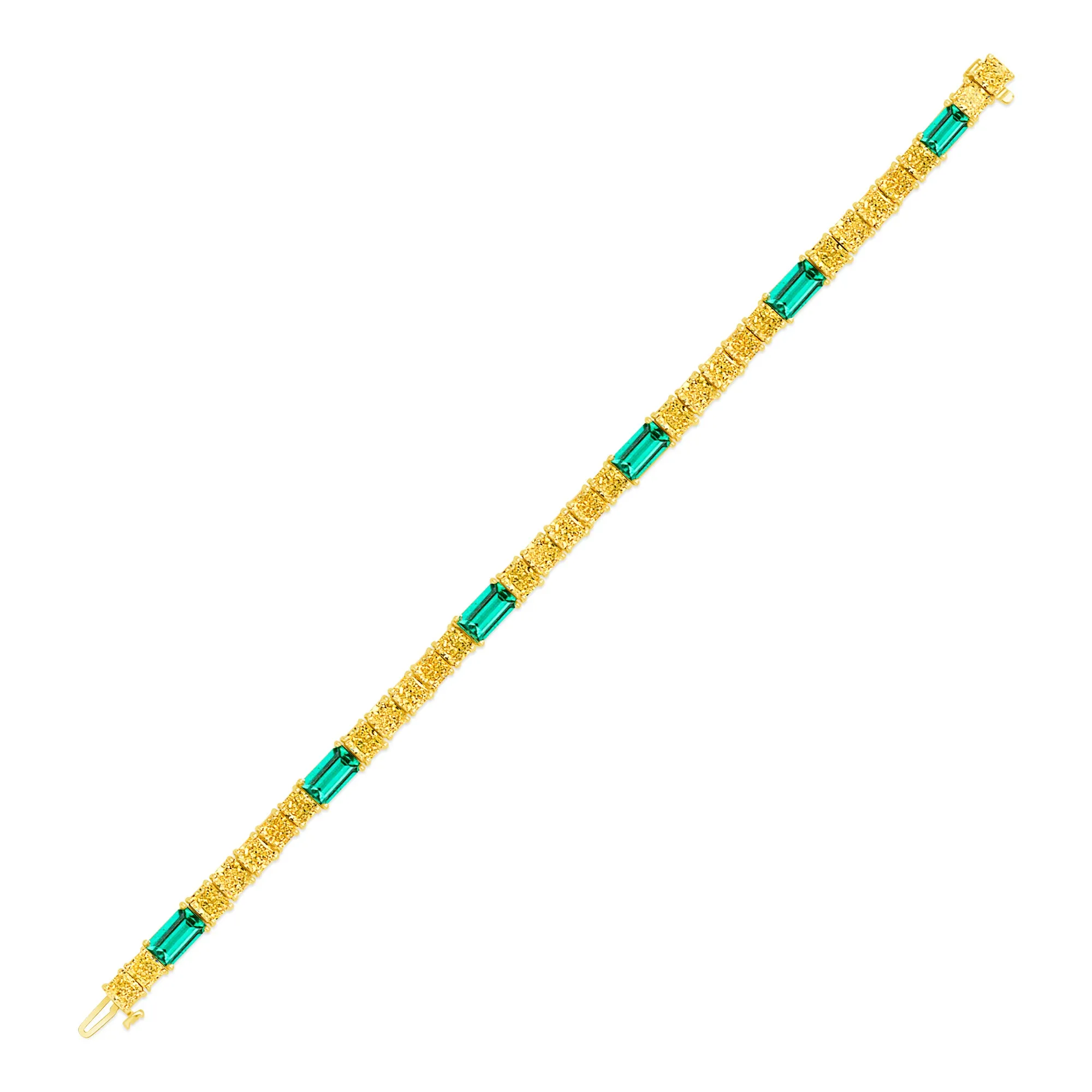 Fancy Yellow Diamond and Emerald Bracelet