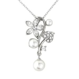 Fleur Crystal and Pearl Necklace