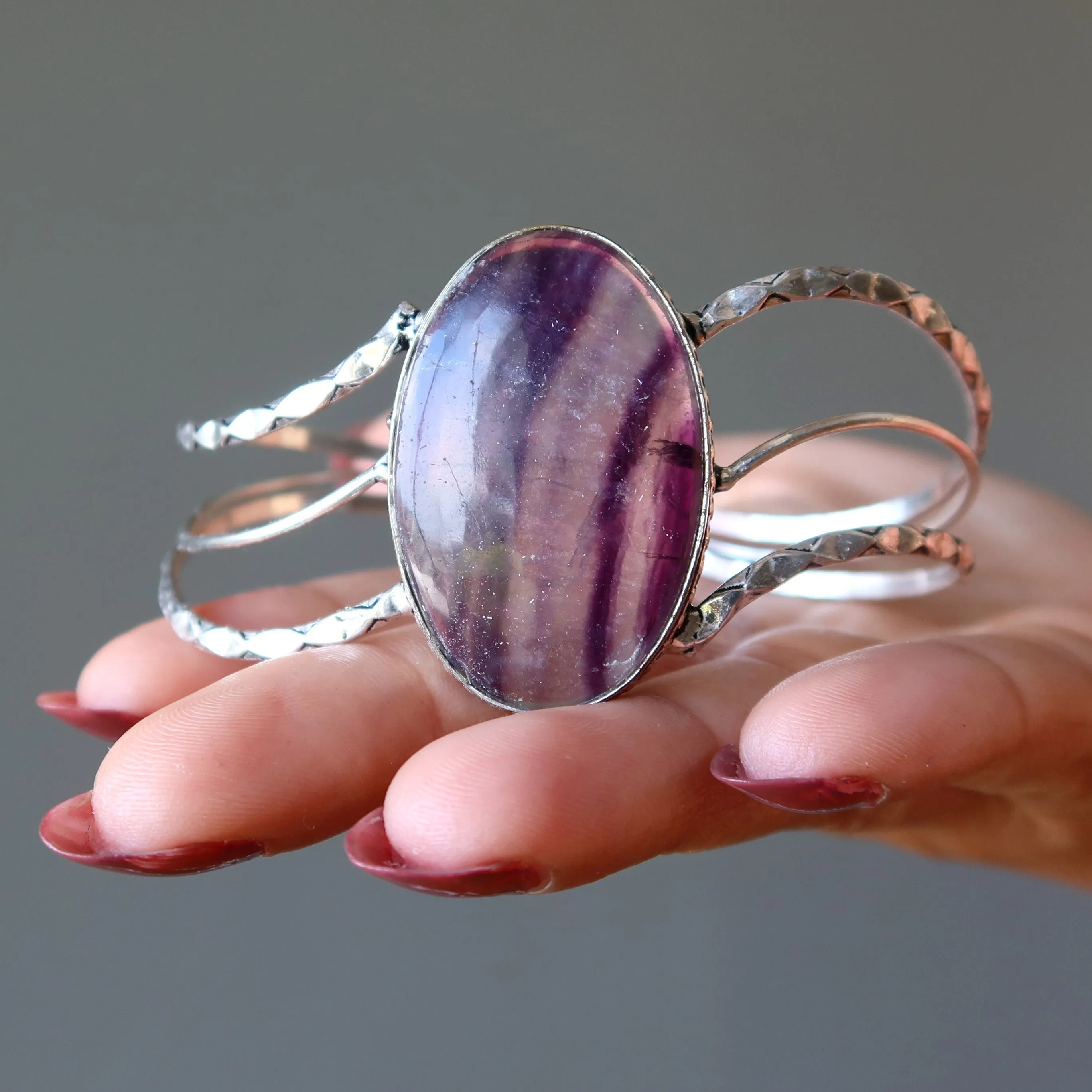 Fluorite Bracelet Purple Cuff