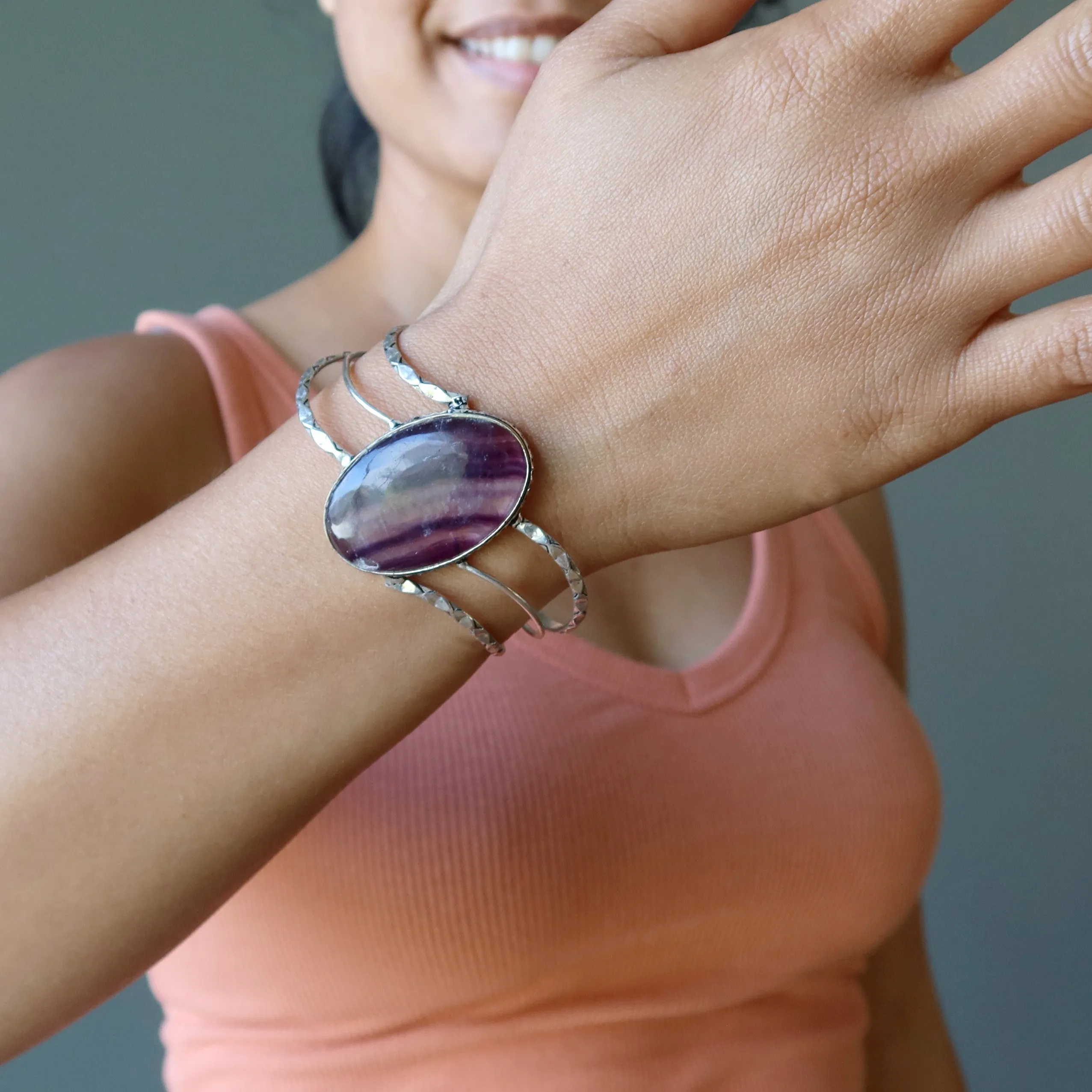 Fluorite Bracelet Purple Cuff