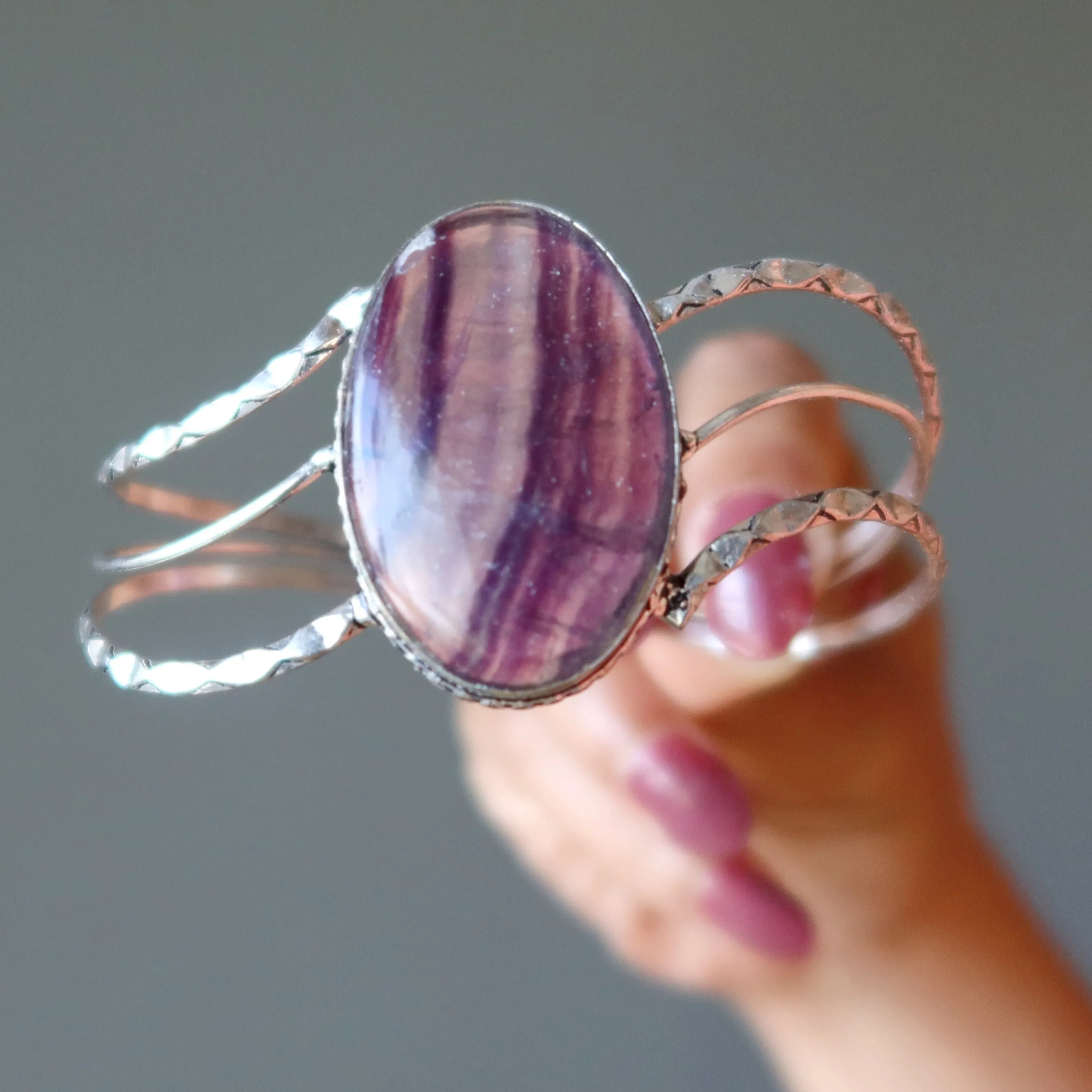 Fluorite Bracelet Purple Cuff