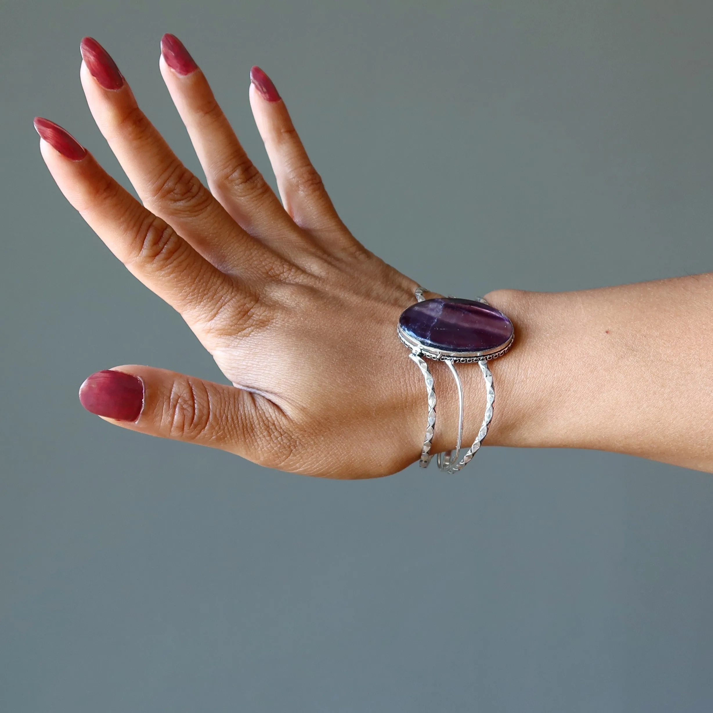 Fluorite Bracelet Purple Cuff