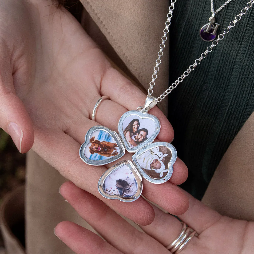 Four Picture Heart Locket | White Gold