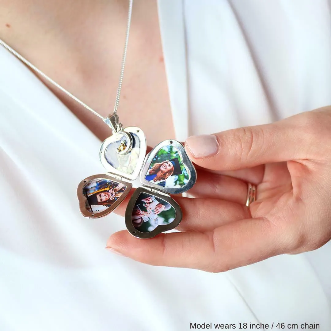 Four Picture Heart Locket | White Gold