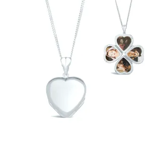 Four Picture Heart Locket | White Gold