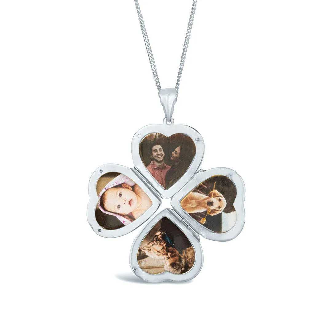 Four Picture Heart Locket | White Gold