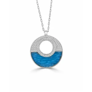 Frederic Sage 14K White Gold Marbella Blue Topaz and Diamond Pendant Necklace