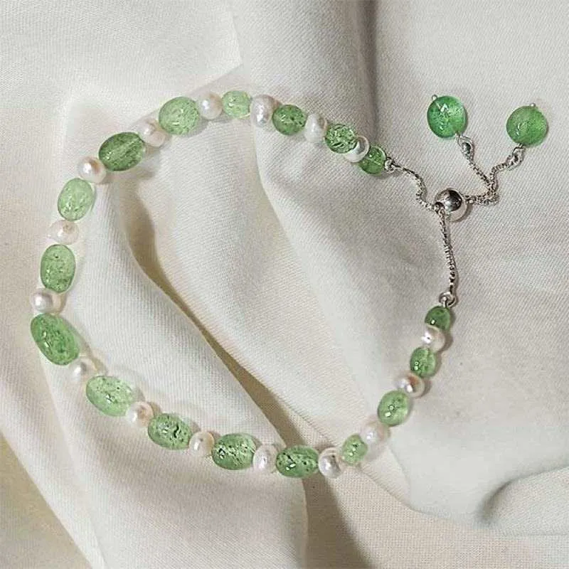 Fresh Water Pearl and Strawberry Quartz Bracelet