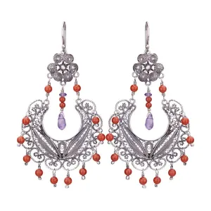 Frida chandelier earrings - red coral
