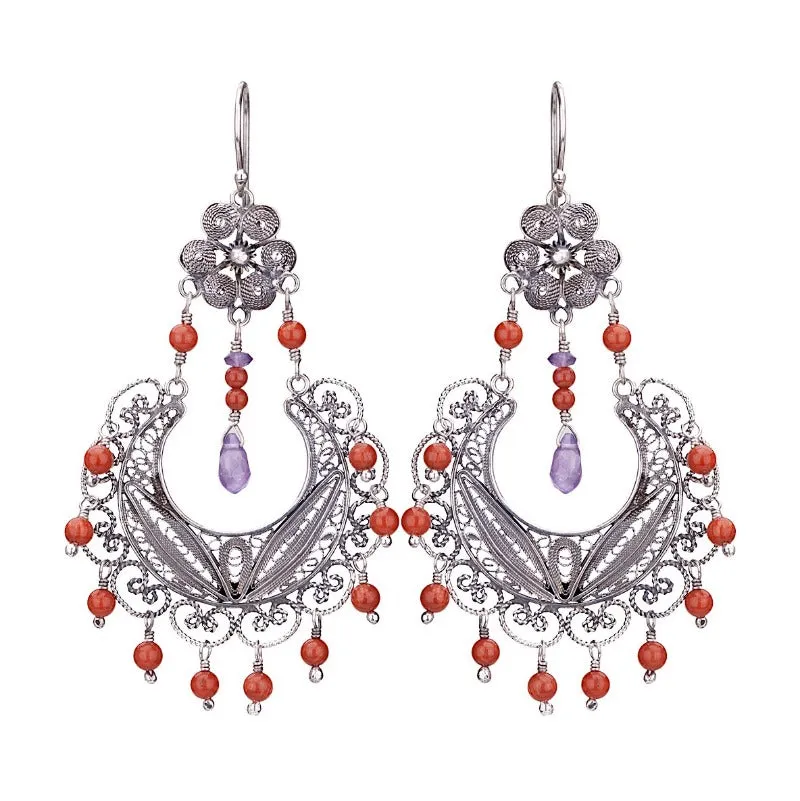 Frida chandelier earrings - red coral