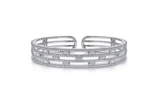 Gabriel & Co. Baguette and Round Diamond Cuff Bracelet