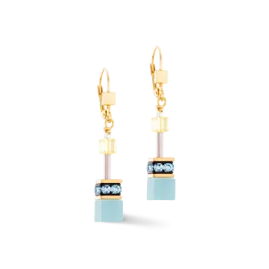GeoCUBE® Iconic earrings turquoise-yellow