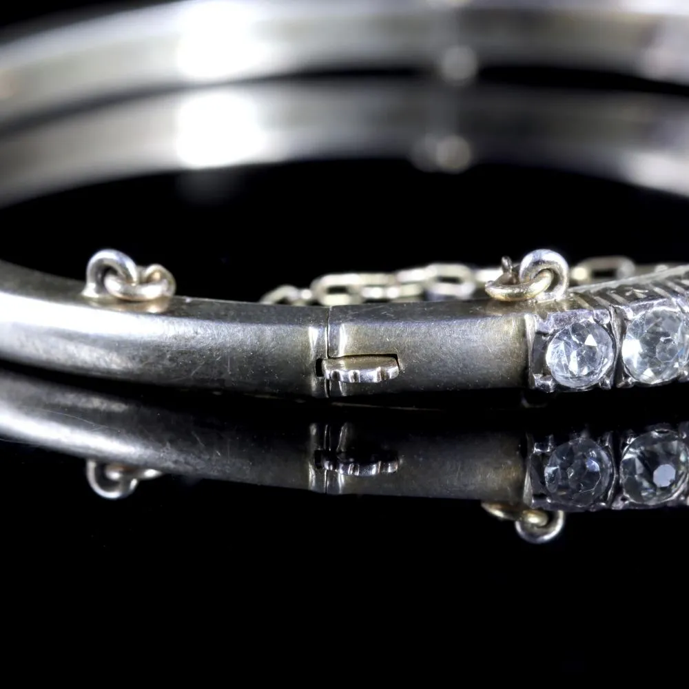 Georgian Paste Stone Bangle 18Ct Silver Circa 1800