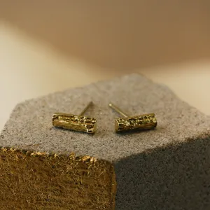 Gold Peony Tiny Branch Stud Earrings