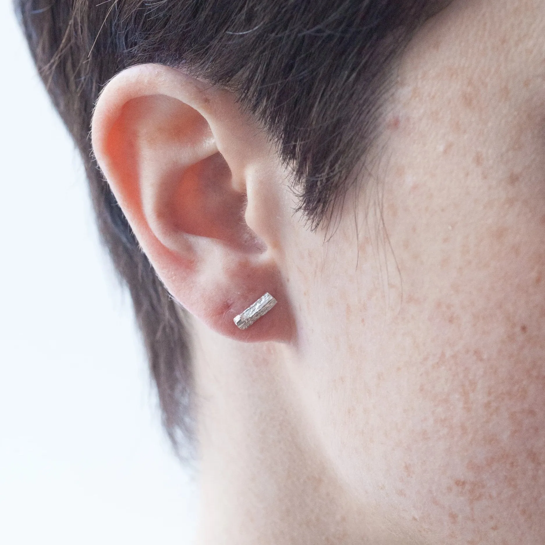 Gold Peony Tiny Branch Stud Earrings