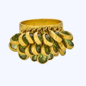 Gold Peridot Fringe Ring