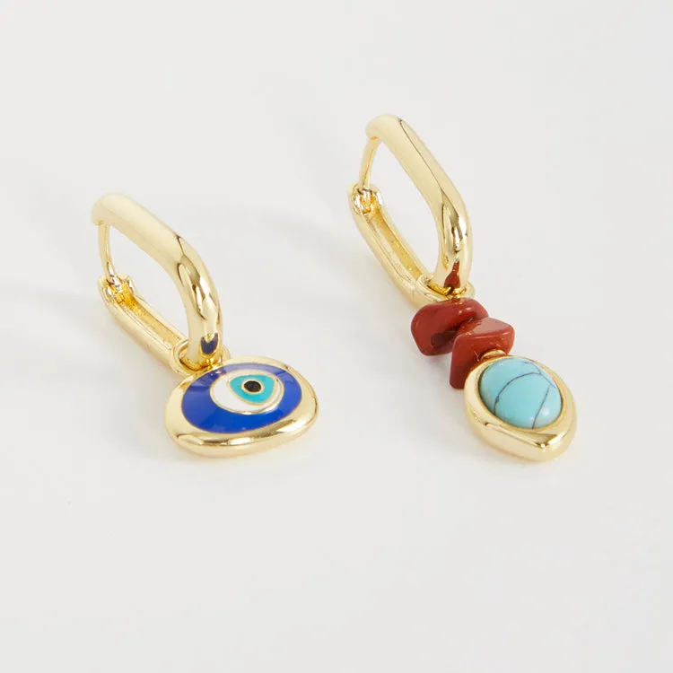 Gold Plated Balearic Turquoise Eye Earring