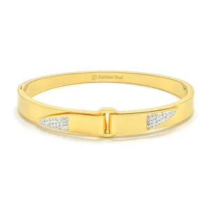 Gold Stainless Steel Cubic Zirconia Bangle Bracelet