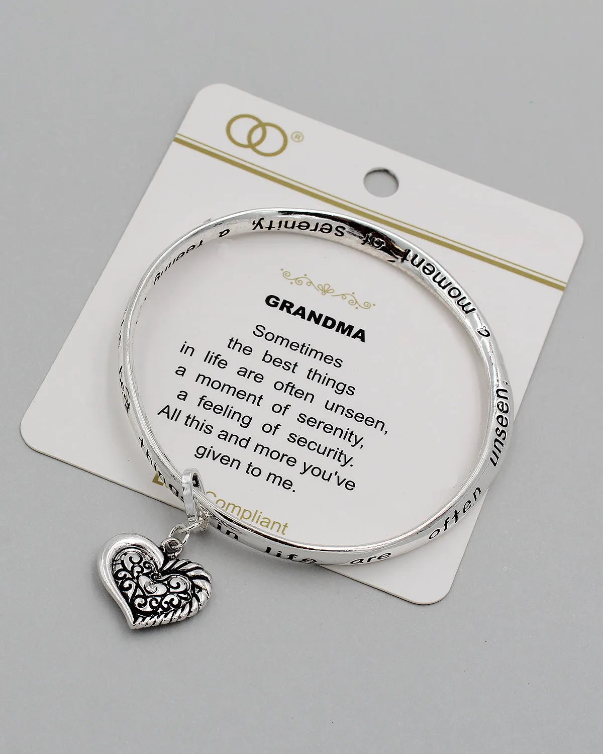 GRANDMA Inspirational Bangle Bracelet with Charm