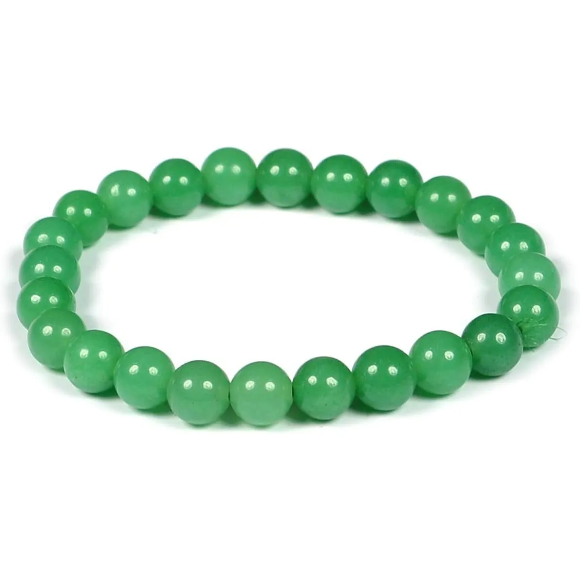 Green Jade Bracelet Natural Crystal Stone Bead Bracelet Round Shape for Reiki Healing and Crystal Healing Stone
