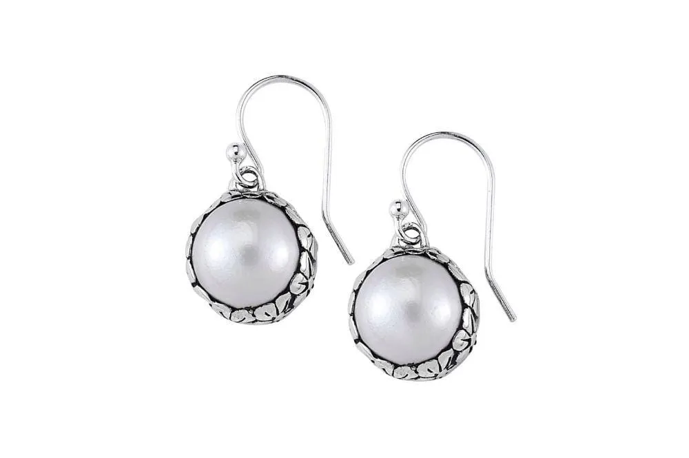 Gunung Earrings- White Mabe Pearl