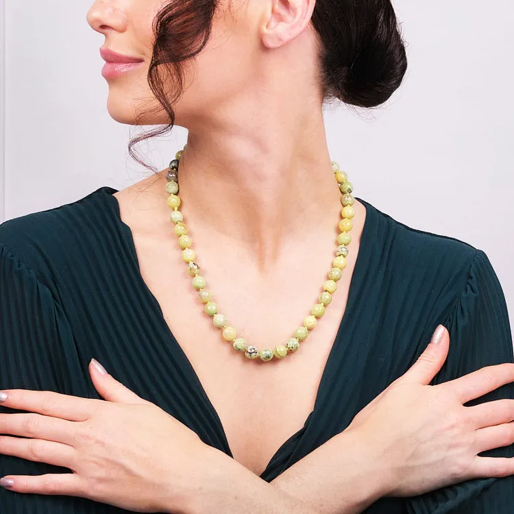 Handmade 10mm Bead Natural Gemstone Necklace