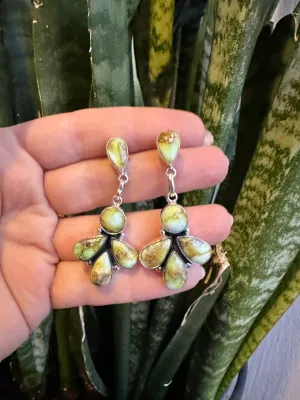 Handmade Sterling Silver & Palomino Post Dangle Earrings