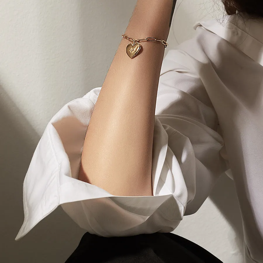Heart Gold Locket Bracelet