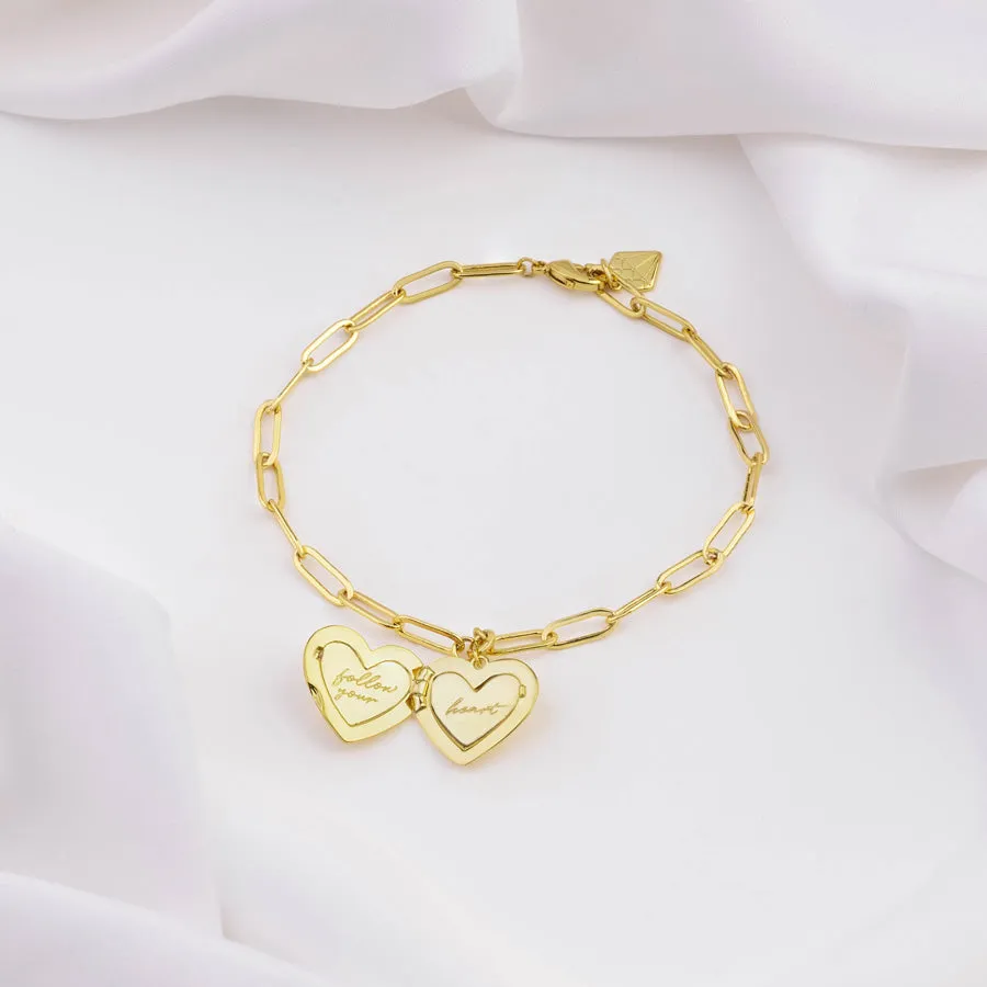 Heart Gold Locket Bracelet