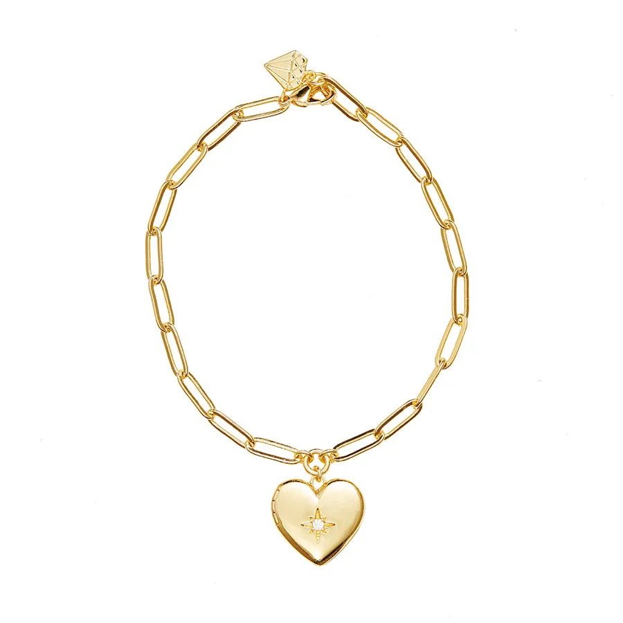 Heart Gold Locket Bracelet