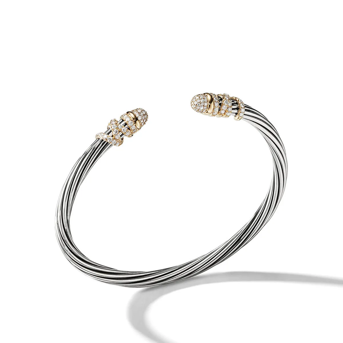 Helena Bracelet in Sterling Silver with 18K Yellow Gold and Pave Diamonds