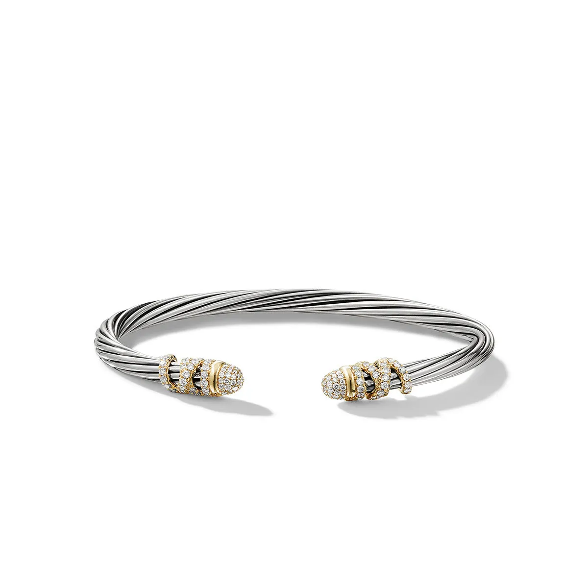 Helena Bracelet in Sterling Silver with 18K Yellow Gold and Pave Diamonds