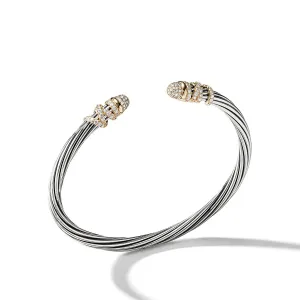 Helena Bracelet in Sterling Silver with 18K Yellow Gold and Pave Diamonds