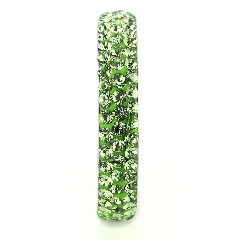 High polished (no plating) Stainless Steel Ring with Top Grade Crystal in Peridot for Women Style TK3537