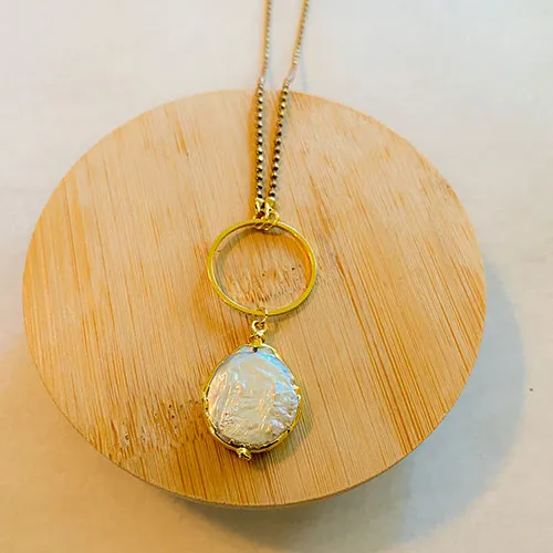 Hiyas: Long Pearl Coin Necklace