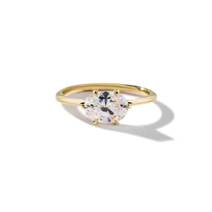 Horizontal Diamond Engagement Ring