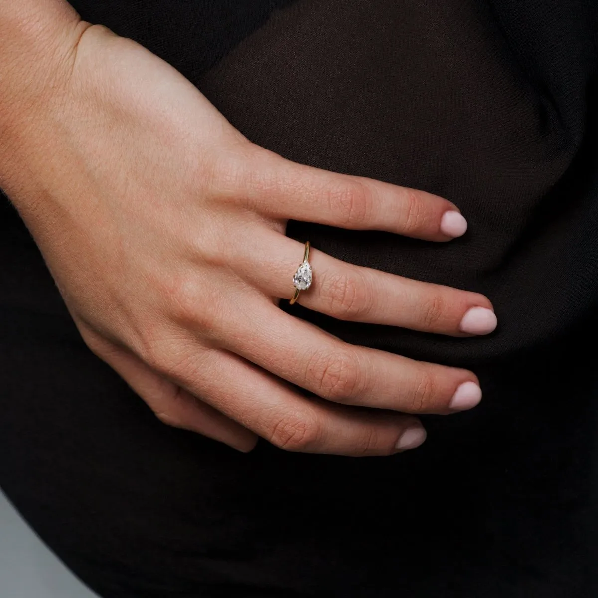 Horizontal Diamond Engagement Ring