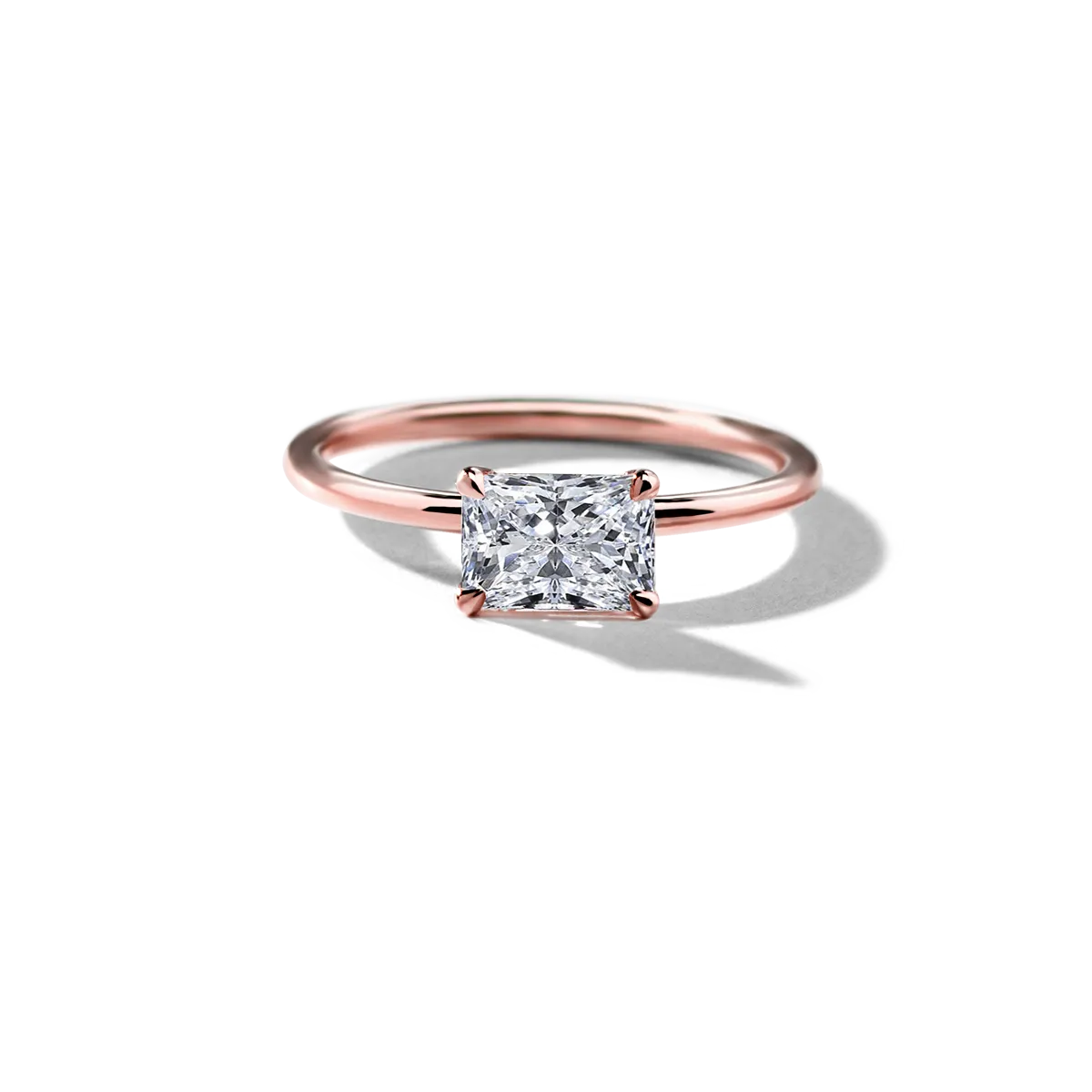 Horizontal Diamond Engagement Ring