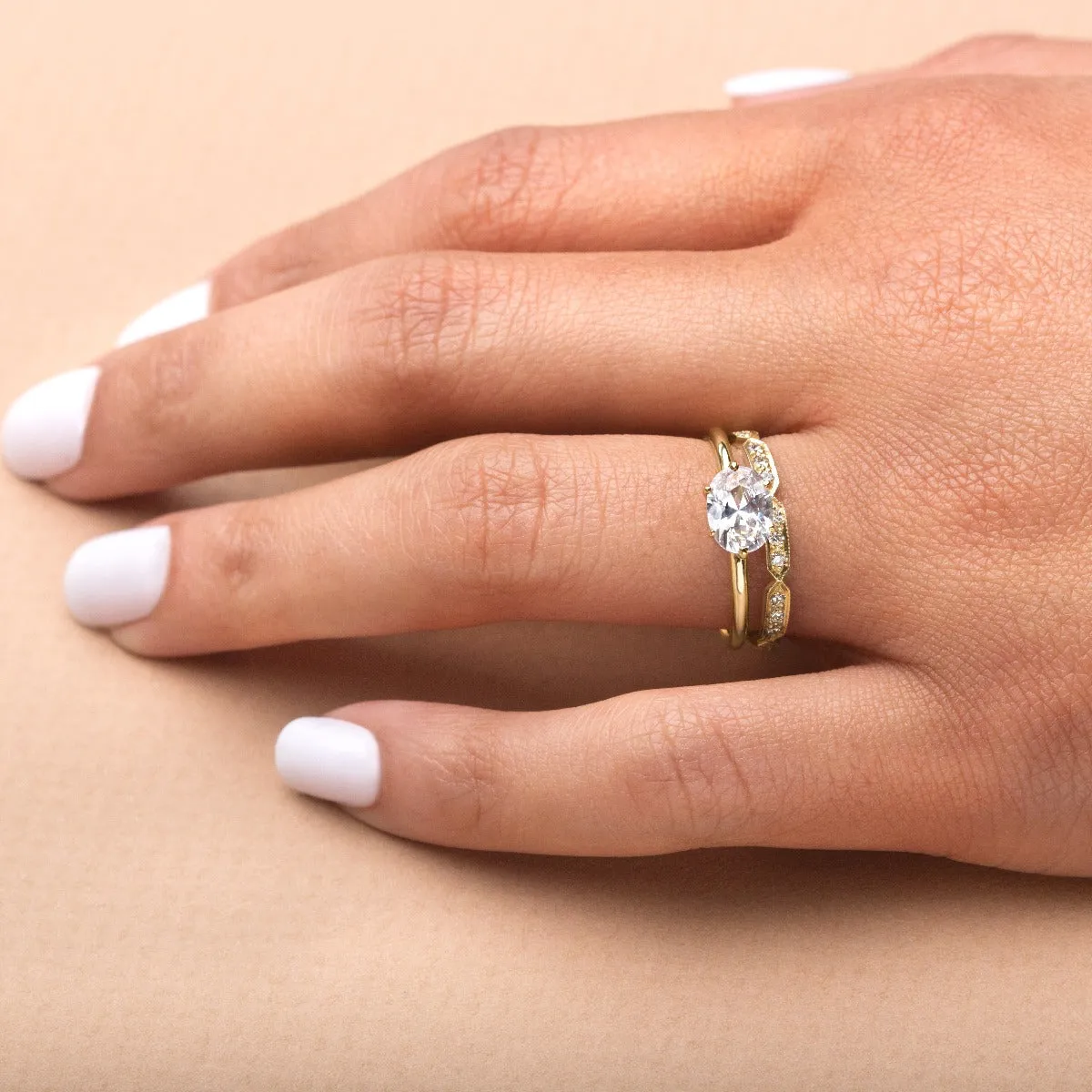 Horizontal Diamond Engagement Ring