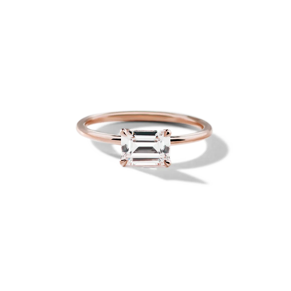 Horizontal Diamond Engagement Ring