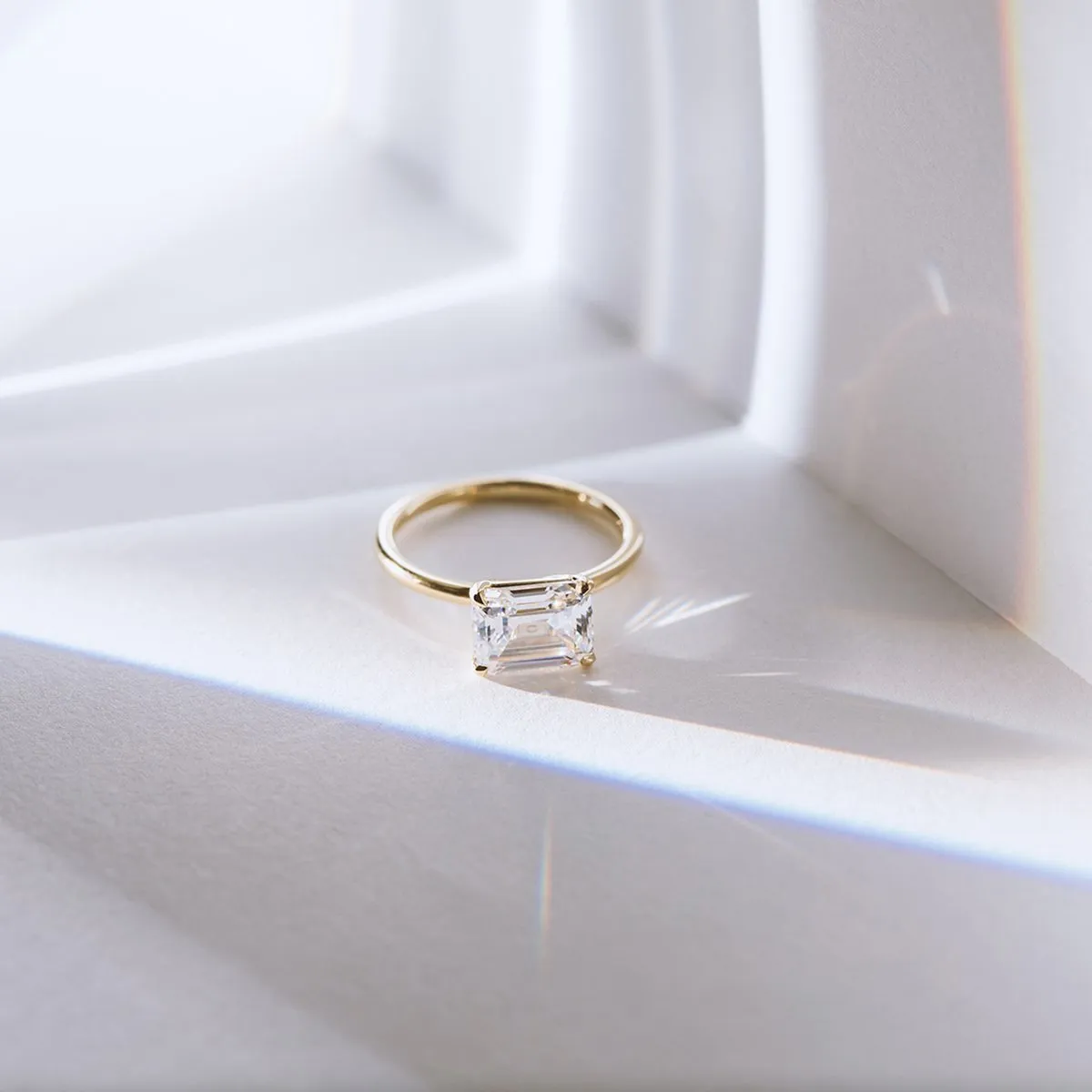 Horizontal Diamond Engagement Ring