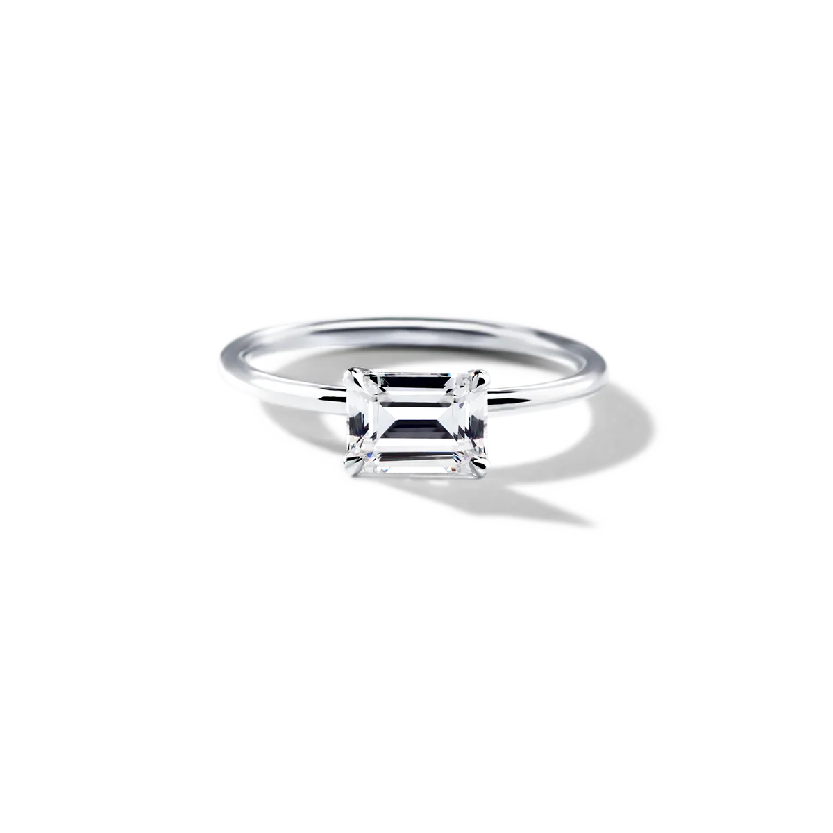 Horizontal Diamond Engagement Ring