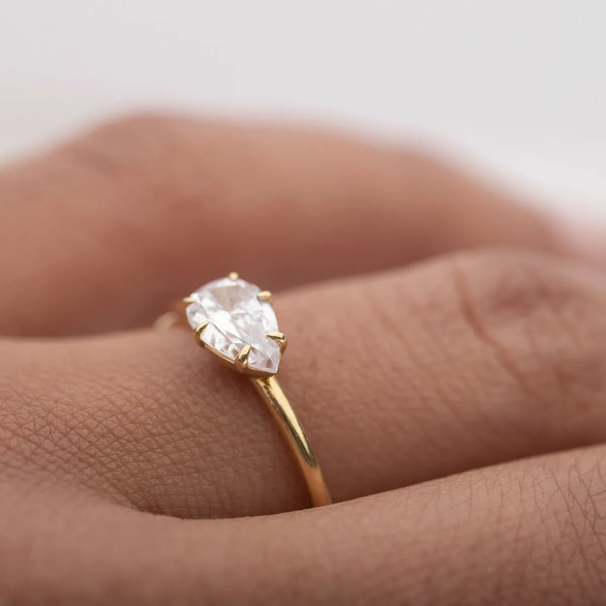 Horizontal Diamond Engagement Ring