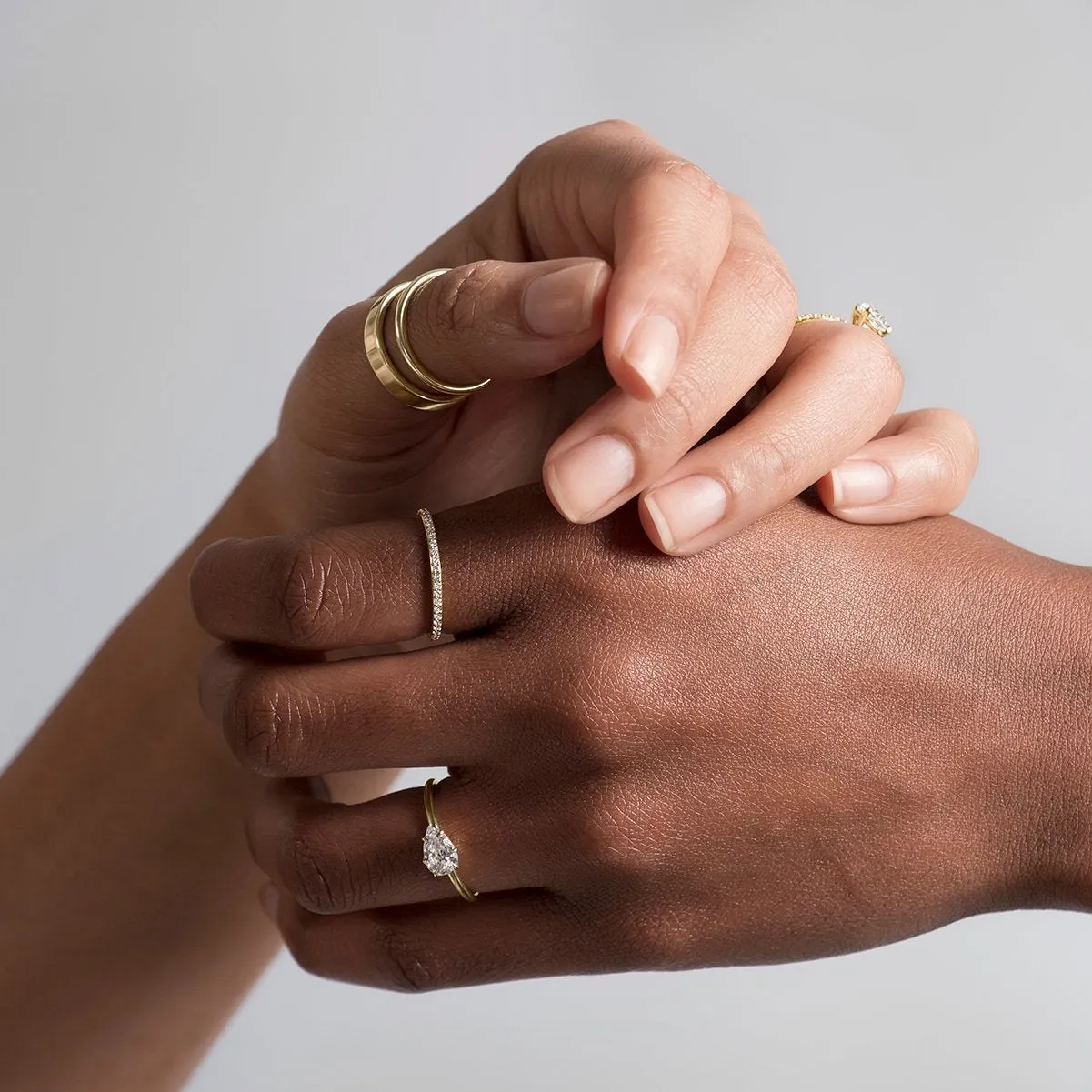 Horizontal Diamond Engagement Ring